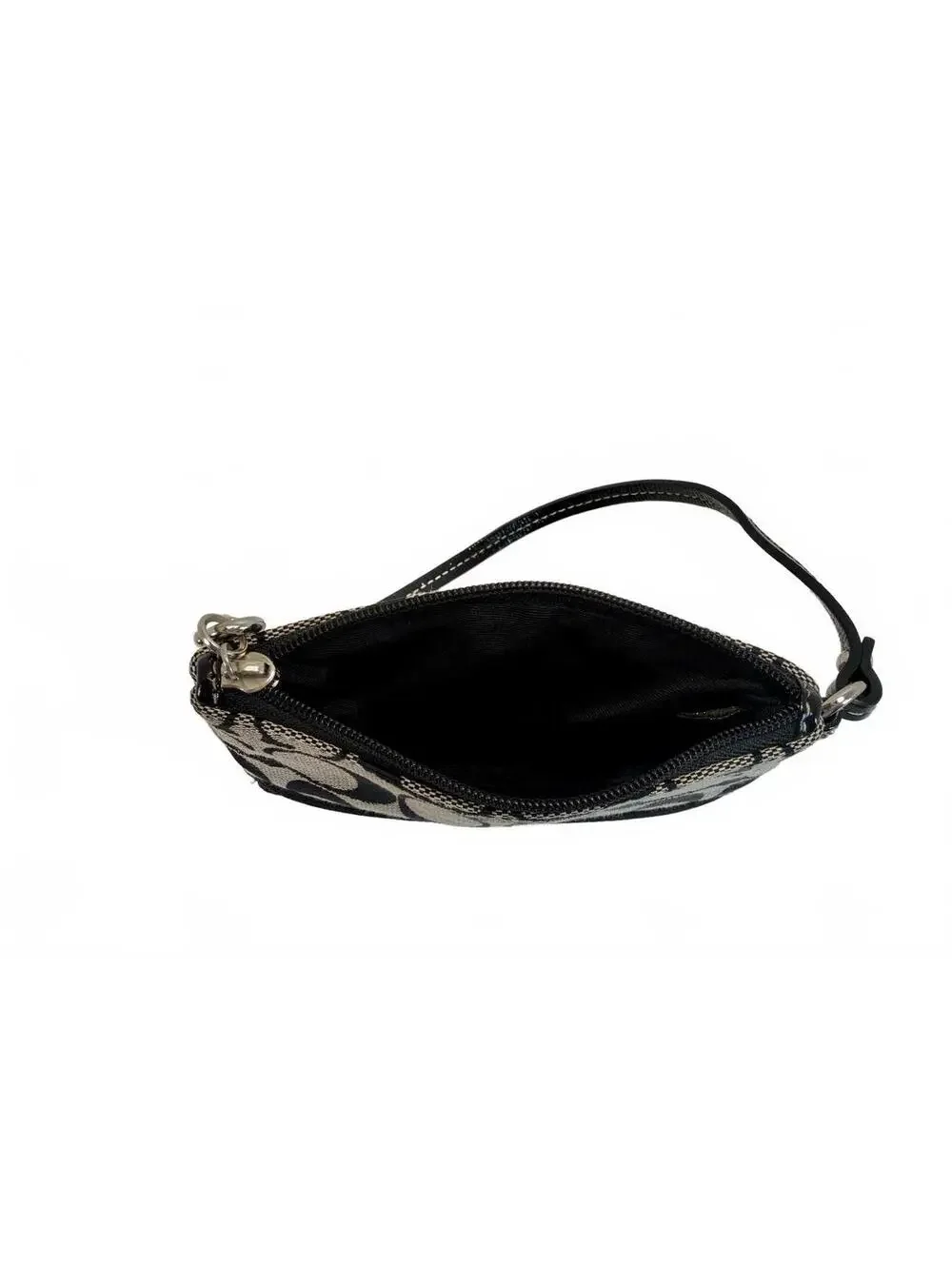 Coach | Signature Jacquard Patent Leather Wristlet Pouch | Black Grey/White
